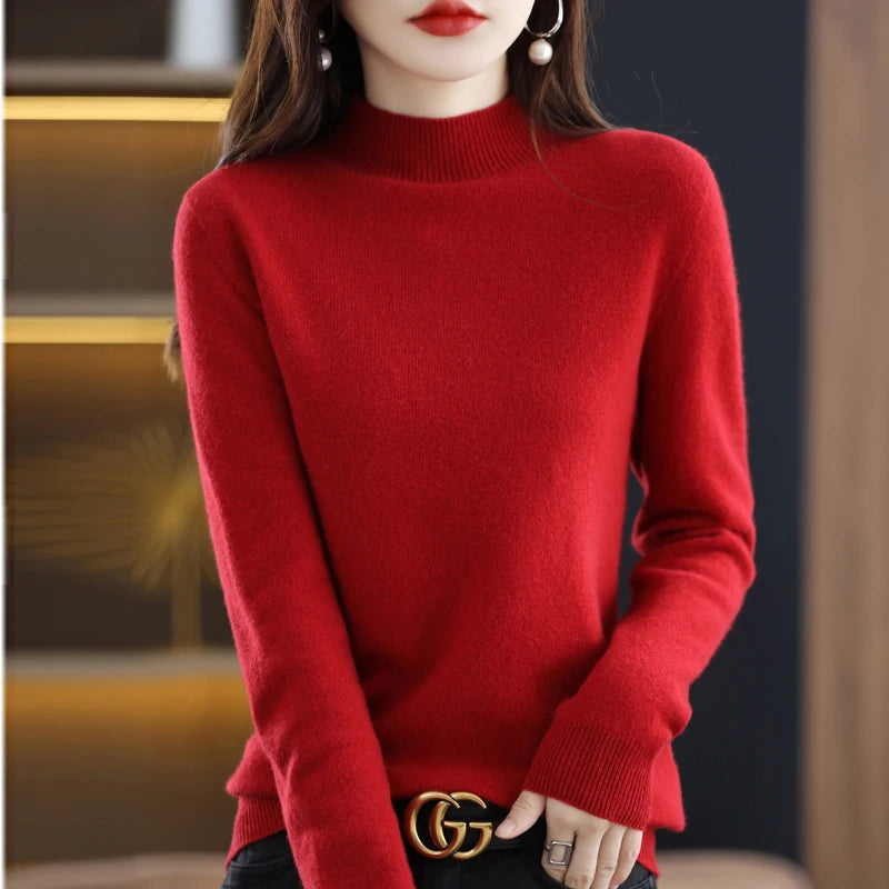 100% Pure Wool Half-neck Pullover In Autumn And Winter New Cashmere Sweater