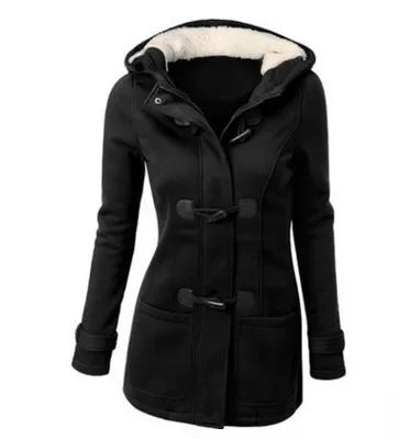 2021 Best Selling Amazon Hooded Classic Cow Horn Button Jacket Cotton Coat Autumn/Winter Parkas Fashion Outerwear