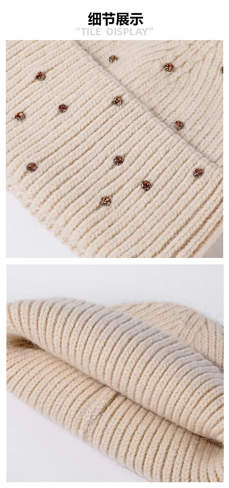 Rabbit Fur Beanie – Soft, Fluffy Angora Knitted Winter Hat for Women