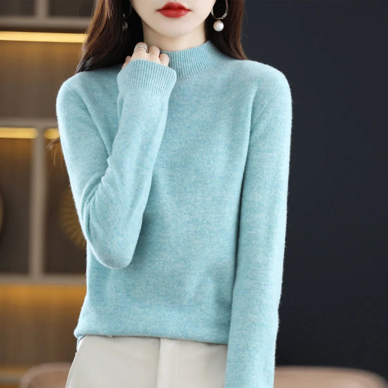 100% Pure Wool Half-neck Pullover In Autumn And Winter New Cashmere Sweater