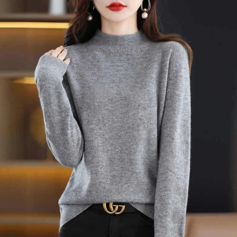 100% Pure Wool Half-neck Pullover In Autumn And Winter New Cashmere Sweater