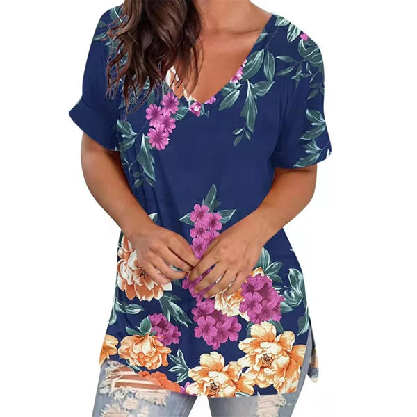 Summer Women T Shirt Stripes Print Gradient Clothing V Neck Short Sleeve Basic Tops Streetwear Fashion Oversized Girls T-shirts