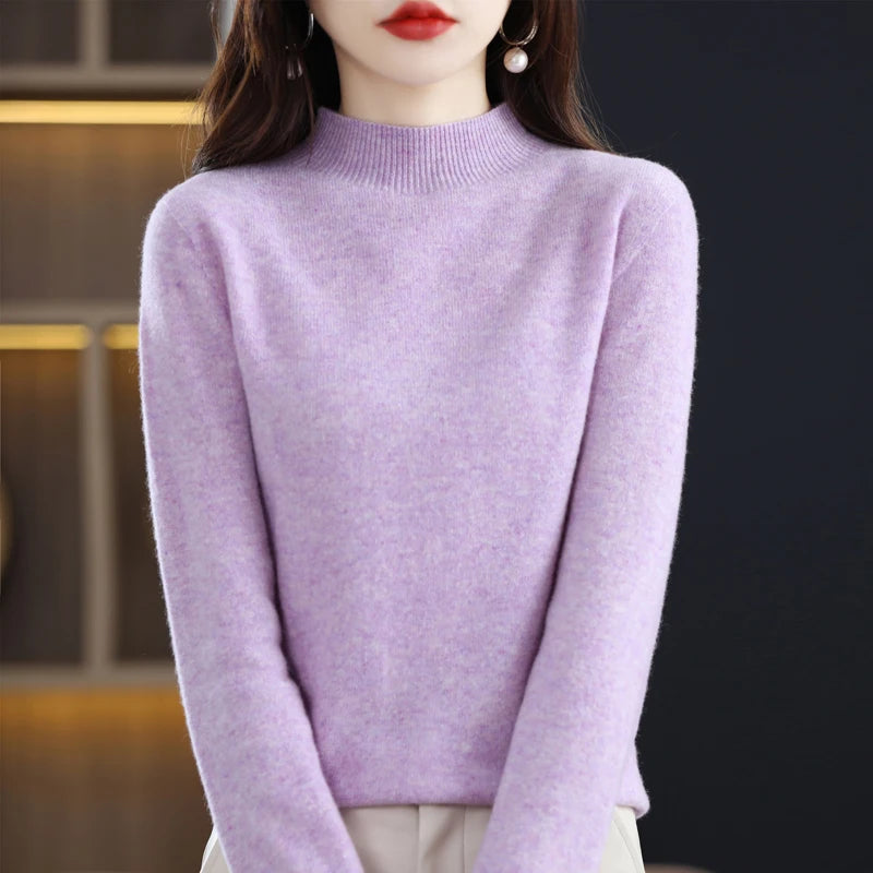 100% Pure Wool Half-neck Pullover In Autumn And Winter New Cashmere Sweater