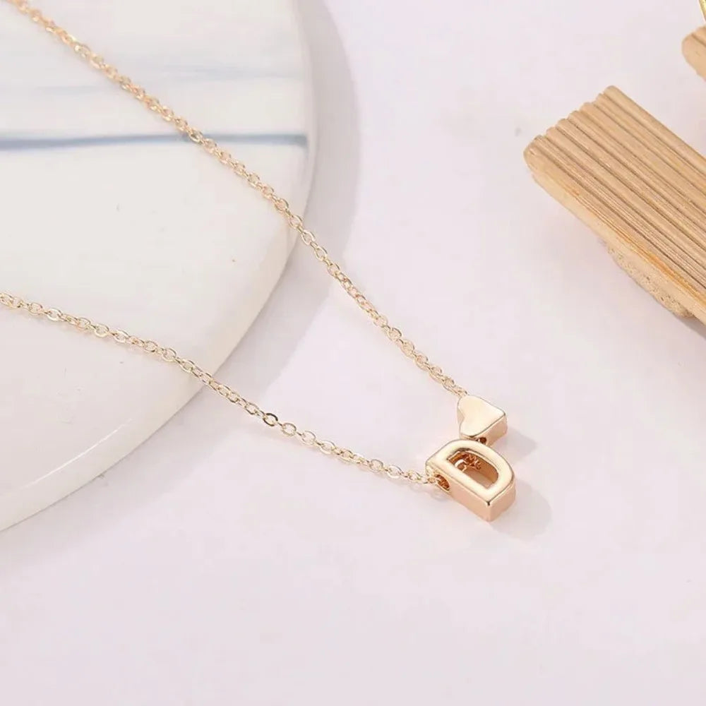 Tiny Heart Dainty Initial Gold Necklace