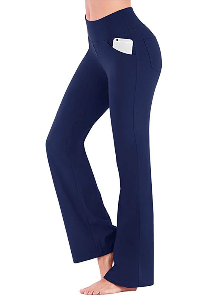 Ogilvy Mather Solid Elegant Female  Flared Wide Killer High Waist Career Long Trousers