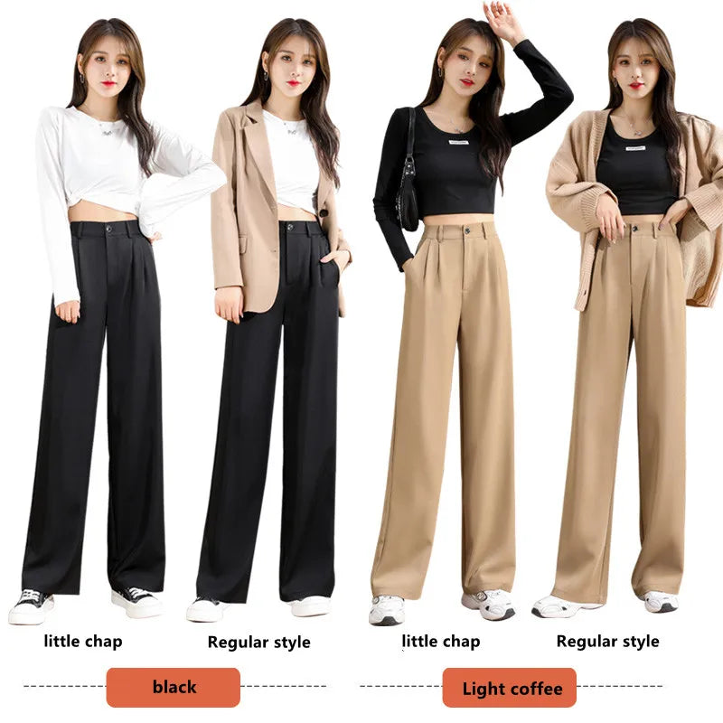 Women'S Loose Spring Summer 2024 New High Waist Wide Legs Slim Casual Trousers