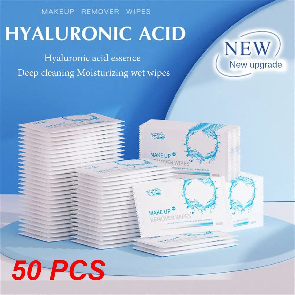 1/5/10 PCS Hyaluronic Acid Makeup Remover Wet Wipes Lazy Cleanser Remove Makeup Eye & Lip Makeup Disposable Wet Tissue Use