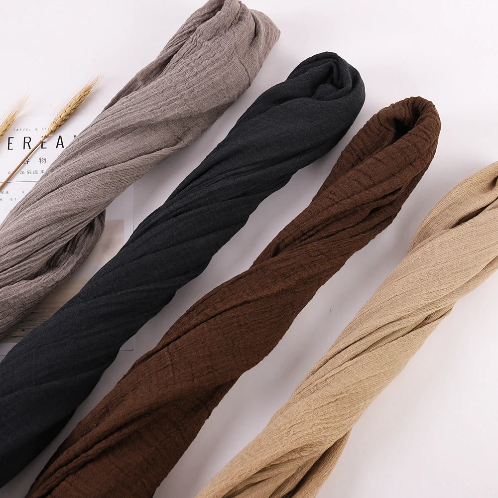 New Design Women’s Warm Scarf – Solid Plain Linen Cotton Shawls for Autumn and Winter