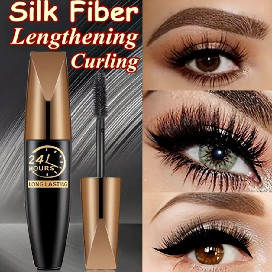 5D Eye Black Mascara Waterproof Lengthens Eyelashes Extension Silk Fiber Mascare Eye Makeup for Women Cosmetic Korean Make up