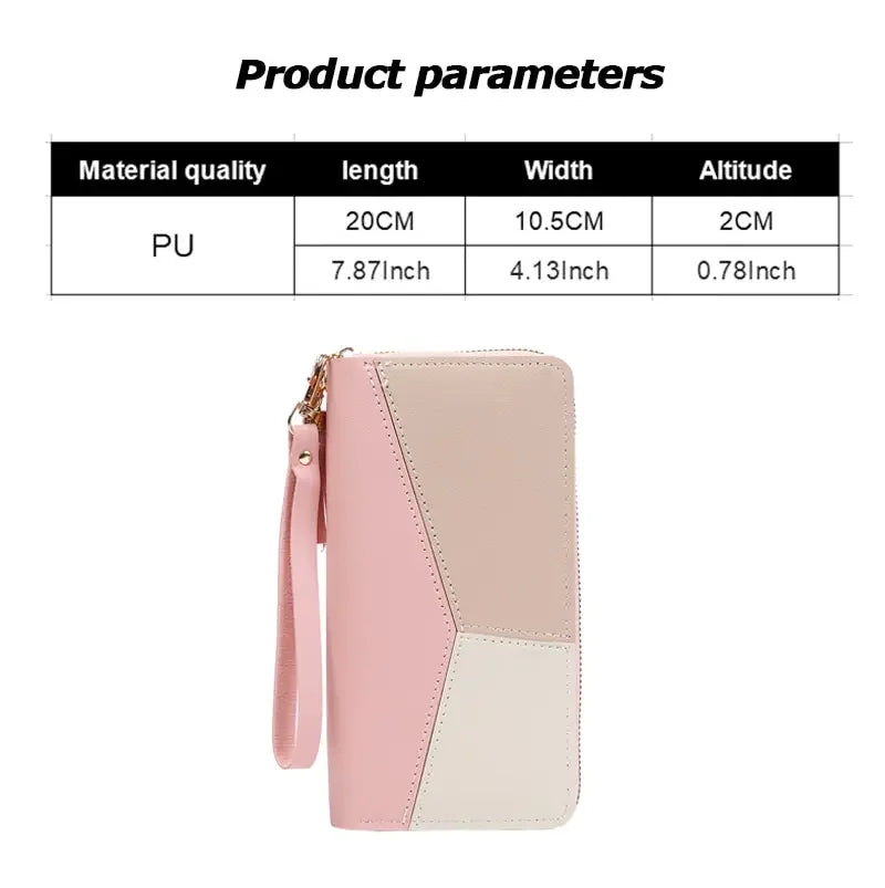 Fashion Zipper Wallet – Women’s Long PU Leather Purse with Card & Coin Holder