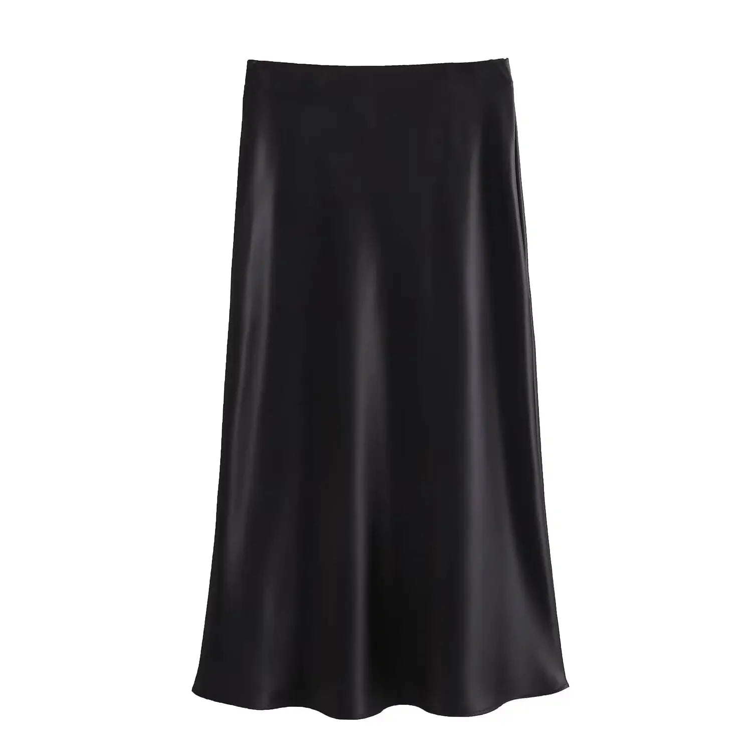 Willshela 2024 Black Satin Skirt Woman High Waist