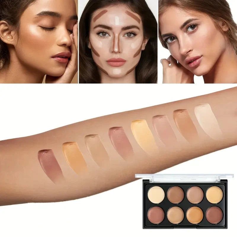 3 in 1 palette, contour concealer, long lasting, covers skin imperfections, creates a perfect and natural 3D makeup look