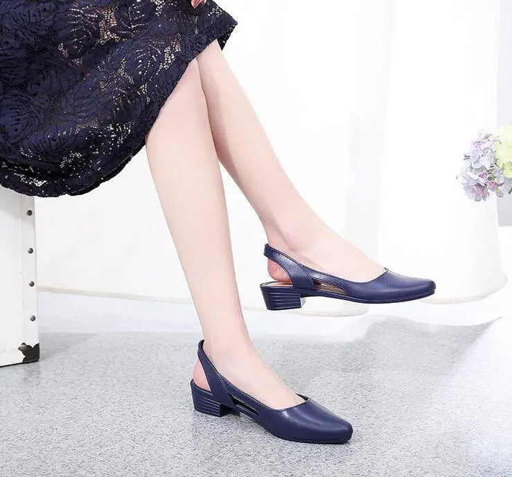 2022 New Women Sandals Jelly Shoes Black Blue Square Heels Pumps Ladies Fashion Summer Party Shoes