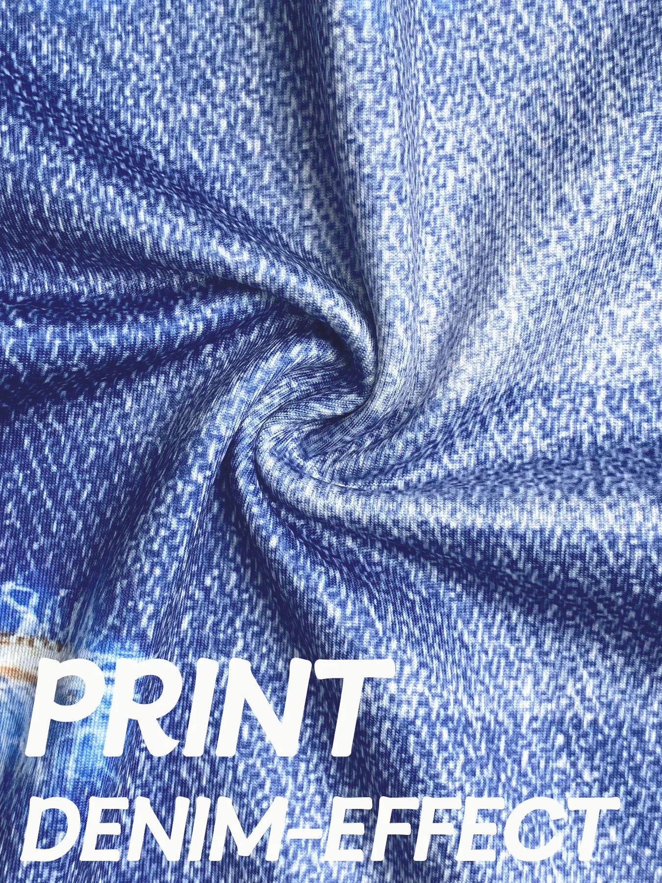 Plus-size women's skinny shorts imitation denim print women's fashion casual high stretch summer sports pants