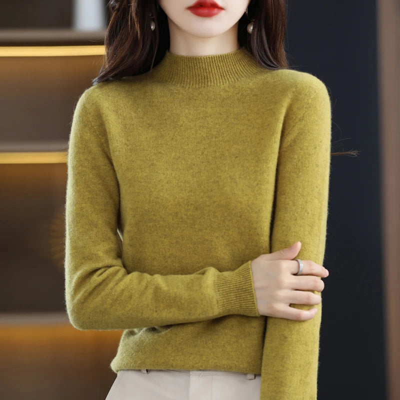 100% Pure Wool Half-neck Pullover In Autumn And Winter New Cashmere Sweater