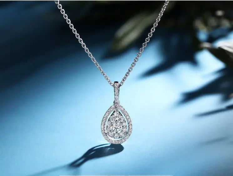 14K Gold Water Drop Lab Diamond Choker Necklace – Bridal Pendant Jewelry for Women