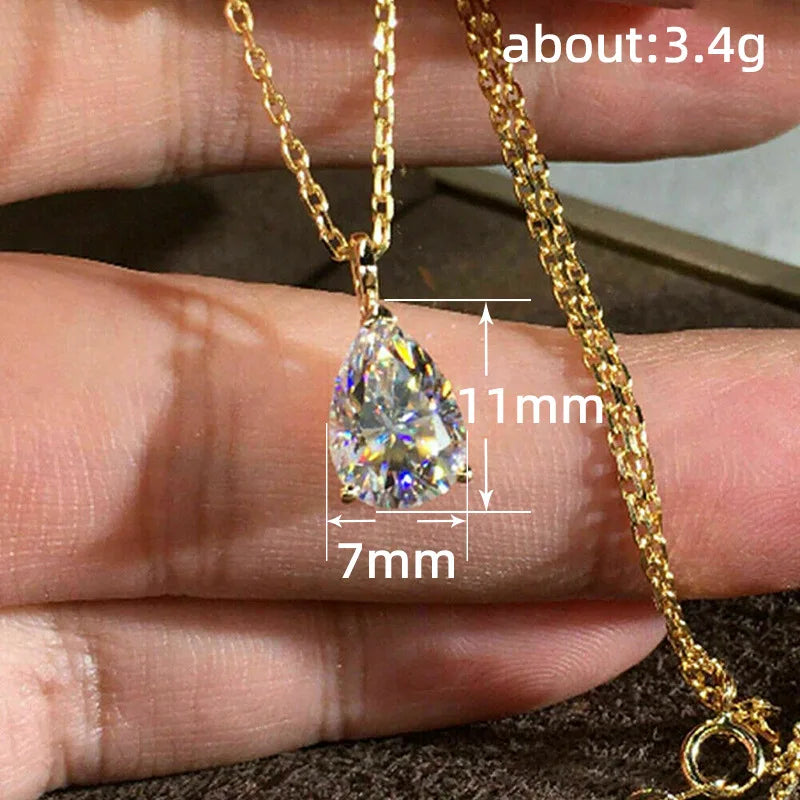 14K Gold Water Drop Lab Diamond Choker Necklace – Bridal Pendant Jewelry for Women