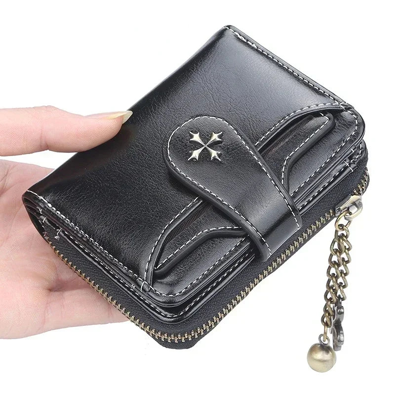 PU Leather Money Bag Female Short Hasp Purse