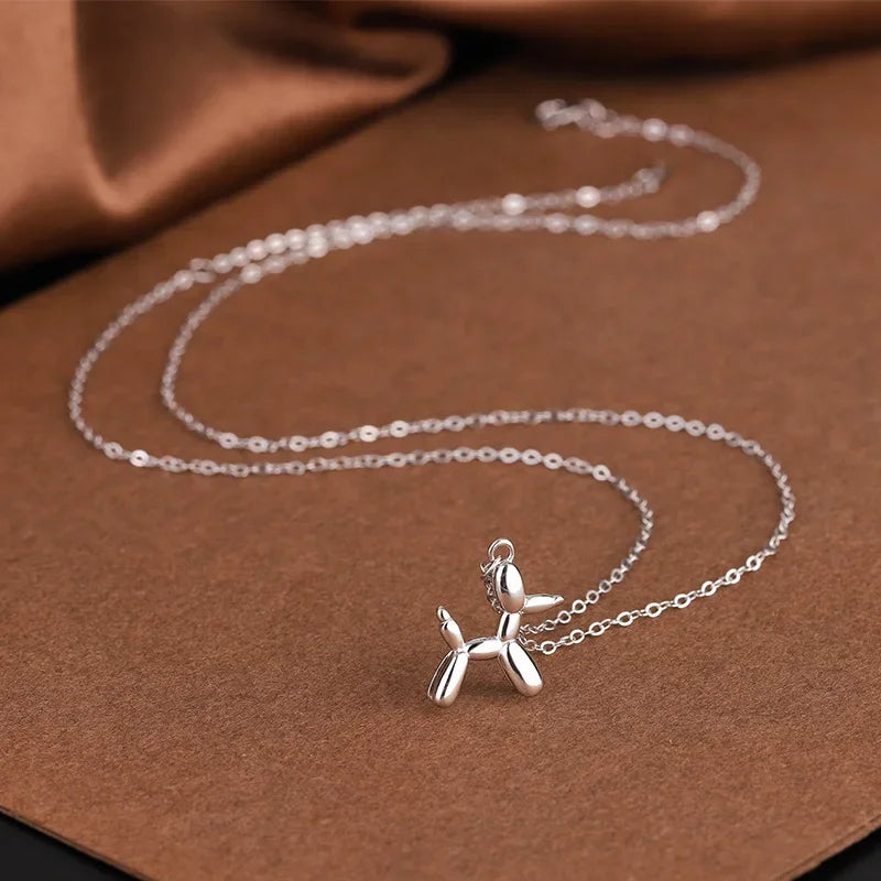 Silver Color Cute Animal Balloon Dog Necklaces