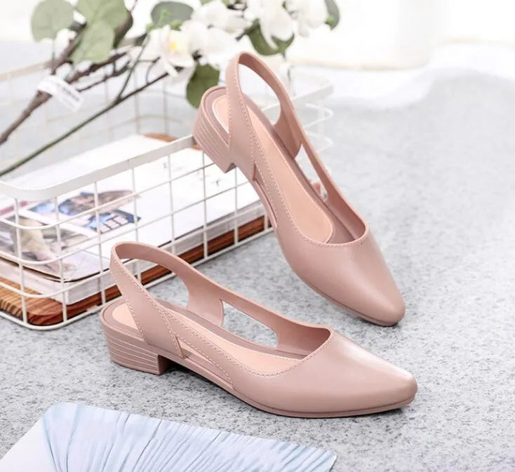 2022 New Women Sandals Jelly Shoes Black Blue Square Heels Pumps Ladies Fashion Summer Party Shoes