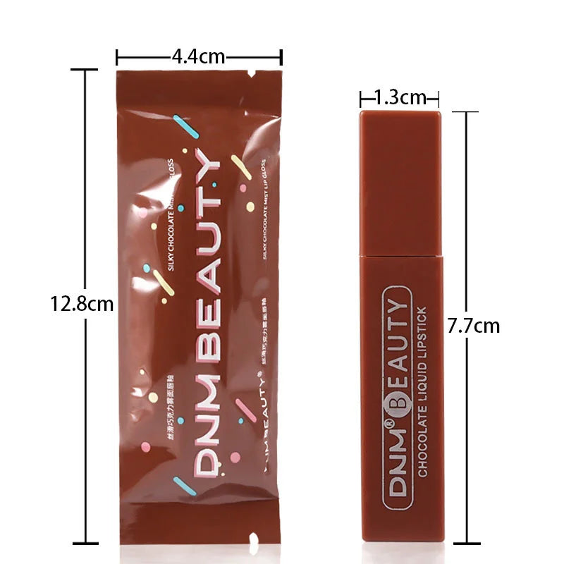 DNM Chocolate Matte Lip Gloss Color Moisture Velvet Lip Tint Lasting Non Stain Lipstick Moisturizing Cosmetics Makeup For Women