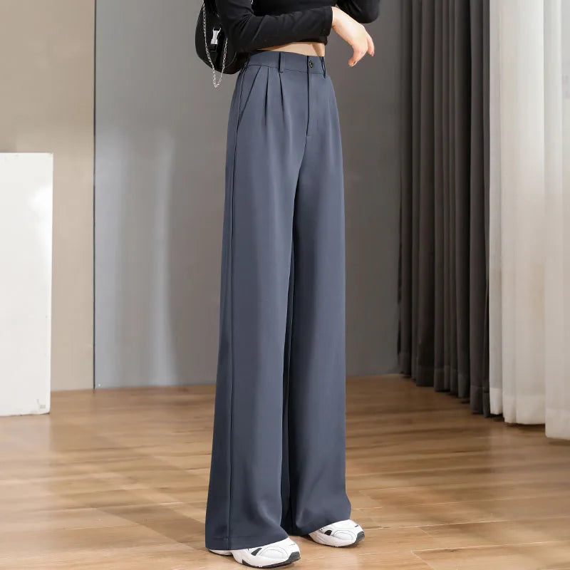 Women'S Loose Spring Summer 2024 New High Waist Wide Legs Slim Casual Trousers