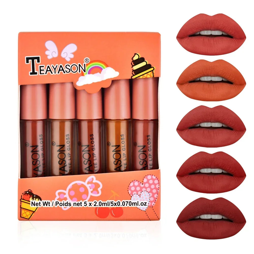 5Pcs/Set Waterproof Lipstick Sexy Vampire Lip Stick Matte Velvet Lipsticks Lips Makeup Cosmetics Labiales Matte