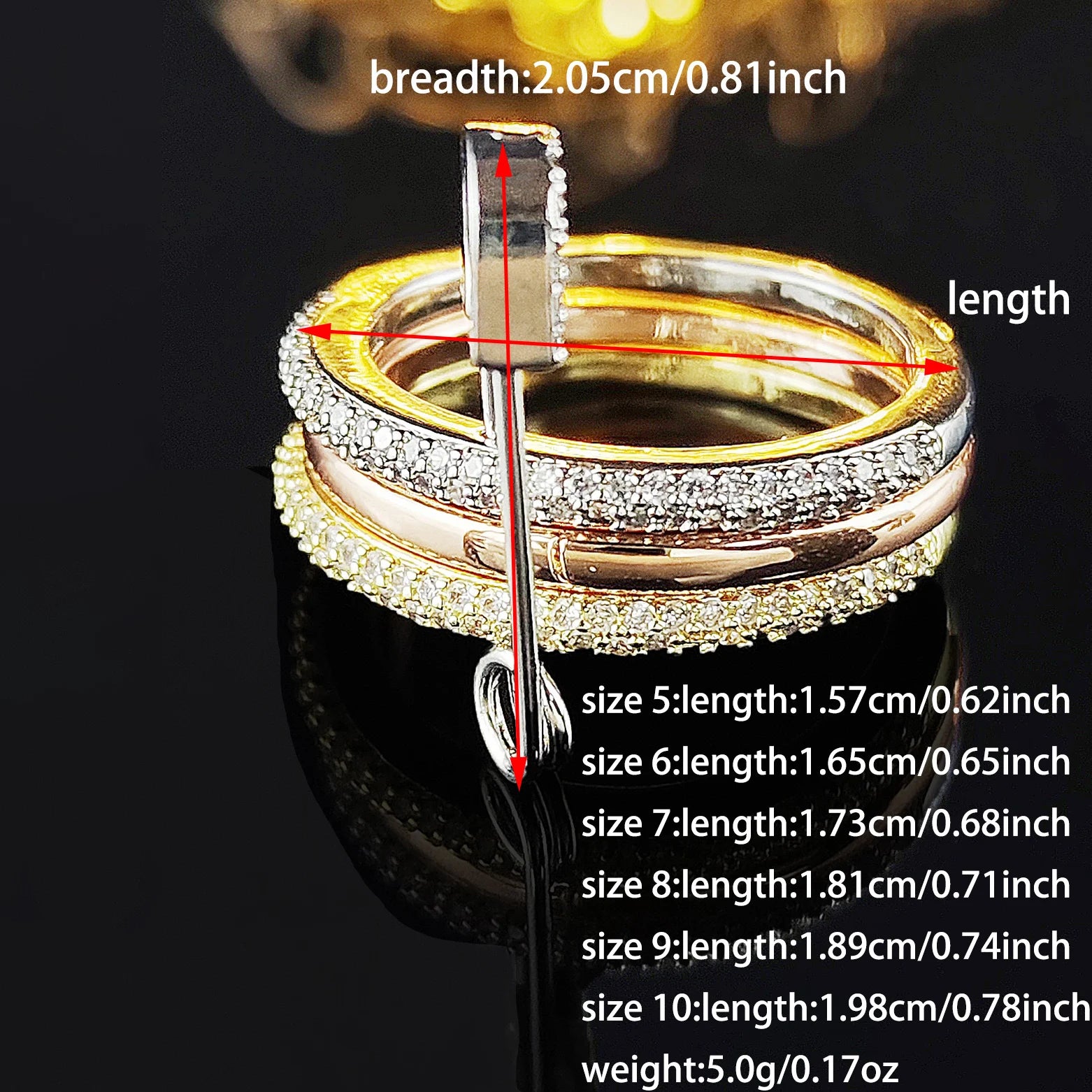 Three Layers Designer Fashion Ring for Women