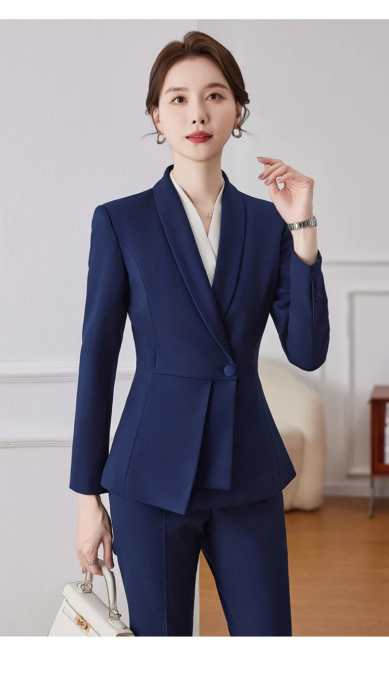 Korean Fashion Skirt Suits for Women Long Sleeve Office Casual Two Piece 2024 New Spring Autumn Button Solid Lapel Pant Suits