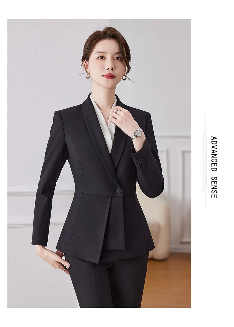 Korean Fashion Skirt Suits for Women Long Sleeve Office Casual Two Piece 2024 New Spring Autumn Button Solid Lapel Pant Suits