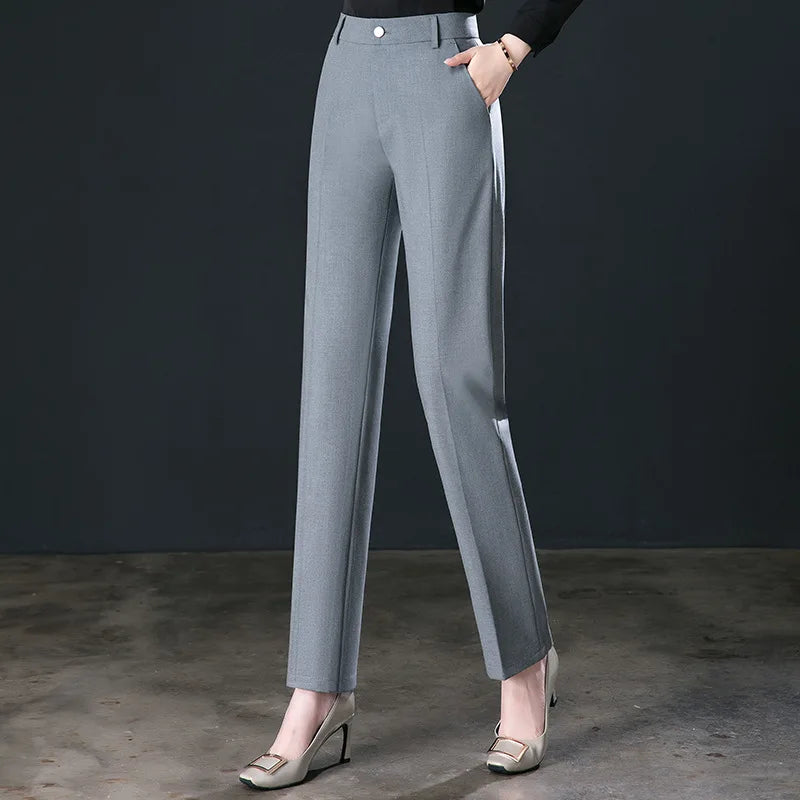 Fashion Women's Suit Pants Black Gray Khaki Pantalones Spring and Autumn Female Slim Trousers 26 27 28 29 30 31 32 33