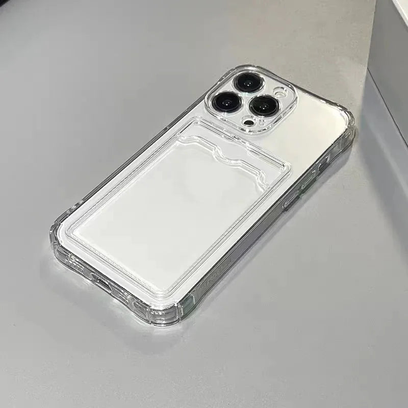 Shockproof Clear Phone Case with Pocket Cover