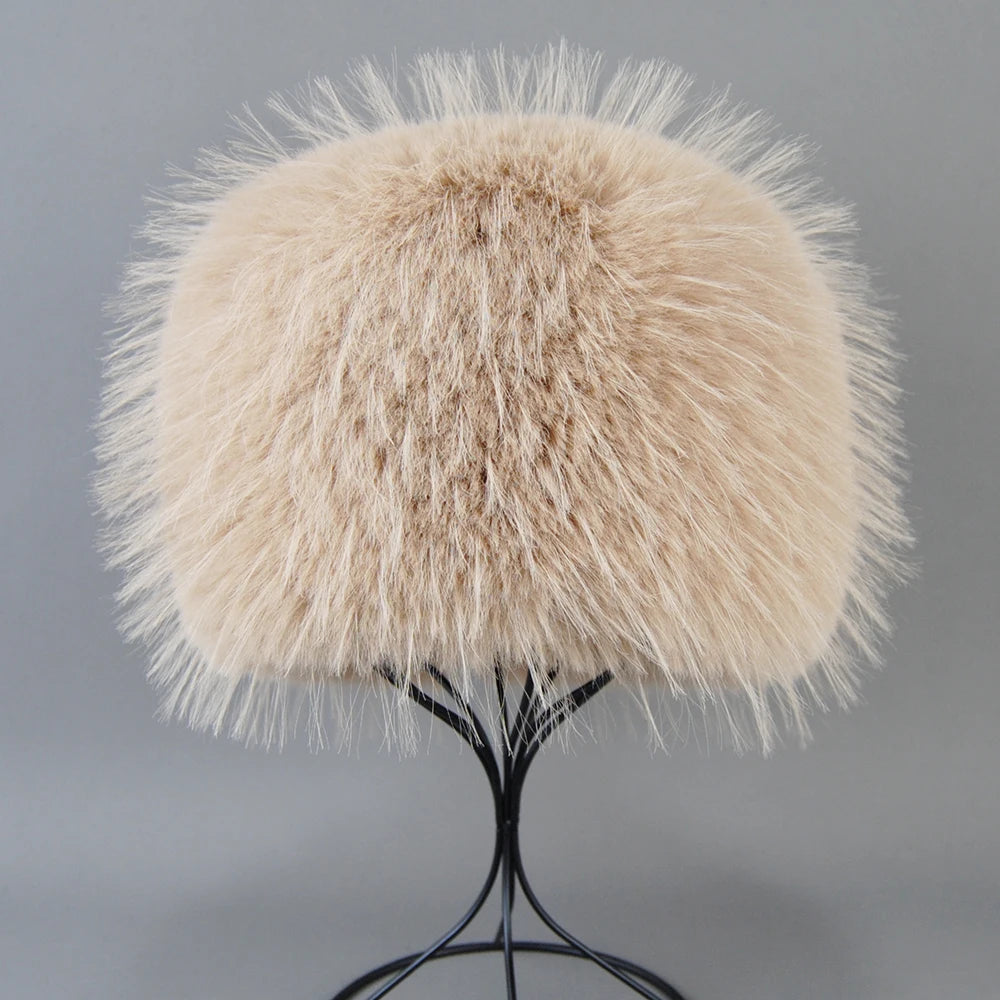 Autumn and Winter 2024 Women’s Fashion Dome Hat – False Raccoon Fur Russian Mongolian Style