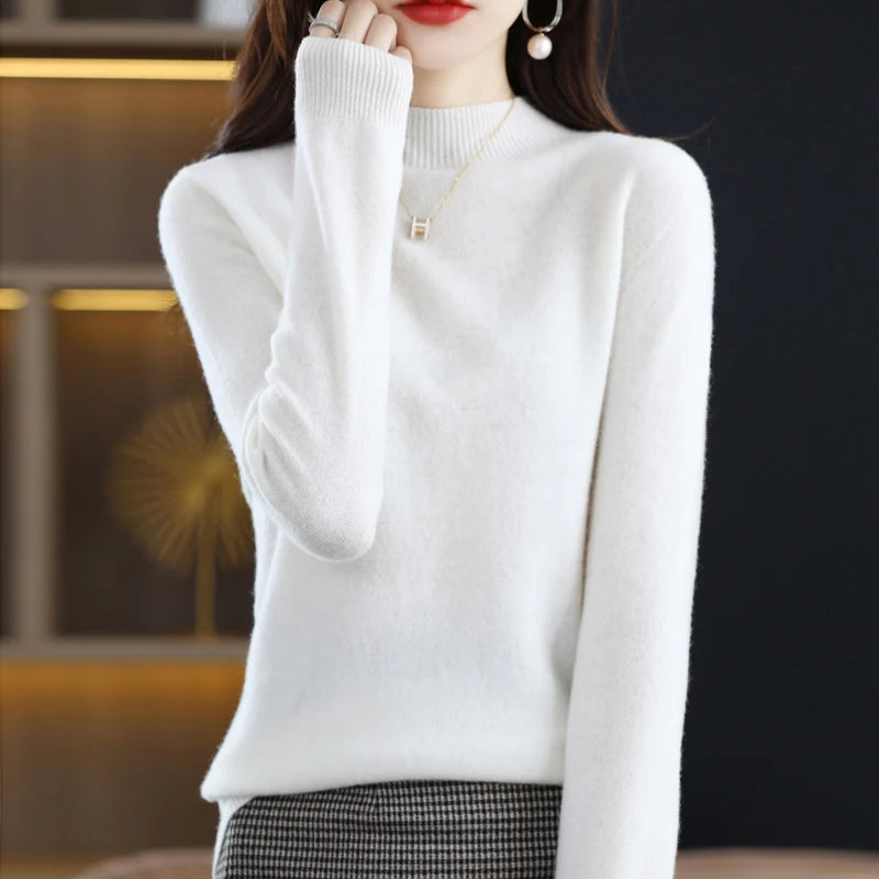 100% Pure Wool Half-neck Pullover In Autumn And Winter New Cashmere Sweater