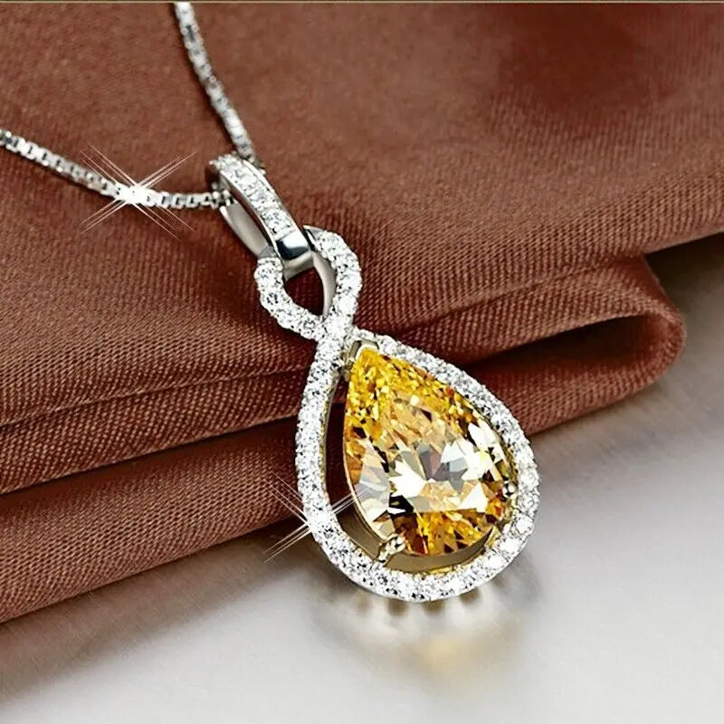 14K Gold Water Drop Lab Diamond Choker Necklace – Bridal Pendant Jewelry for Women