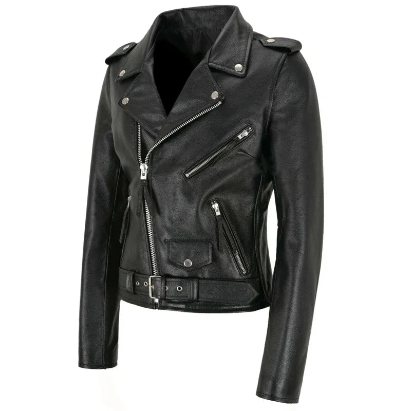 Women Punk Leather Blazer Zipper Motorycle Jacket Outwear overcoat jacket women  jacket women