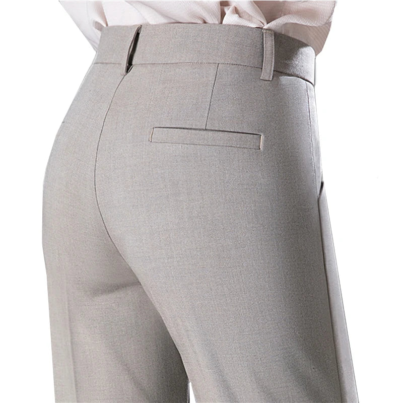 Fashion Women's Suit Pants Black Gray Khaki Pantalones Spring and Autumn Female Slim Trousers 26 27 28 29 30 31 32 33