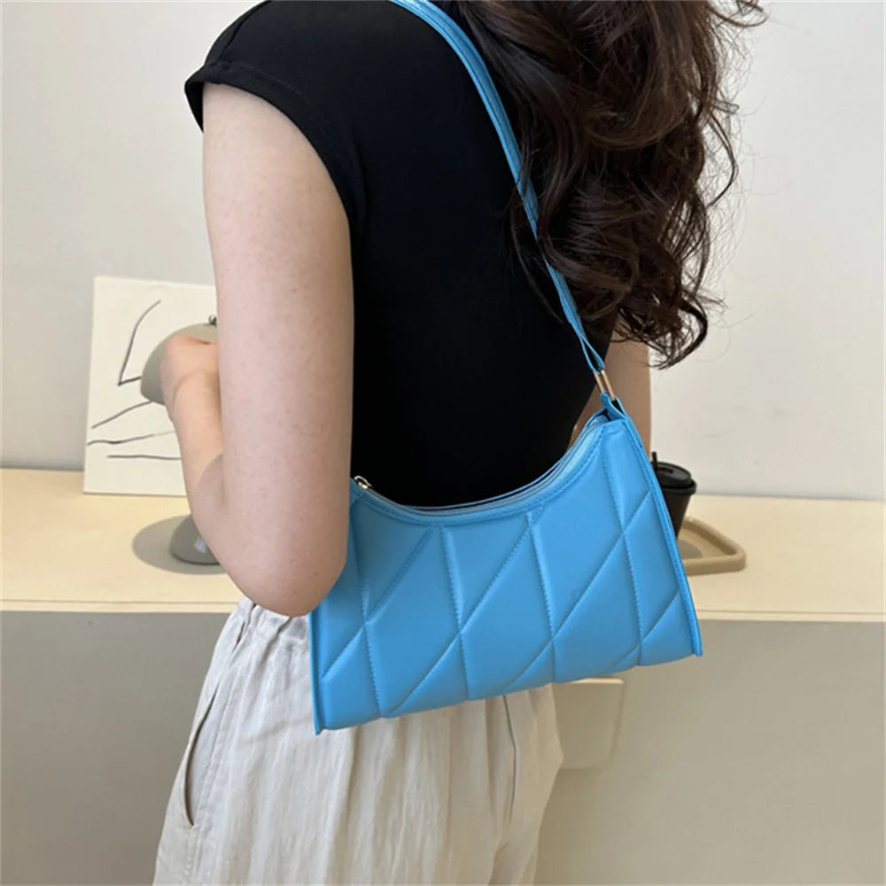 Black PU Leather Shoulder Bag – Retro Solid Color Casual Hobo Handbag