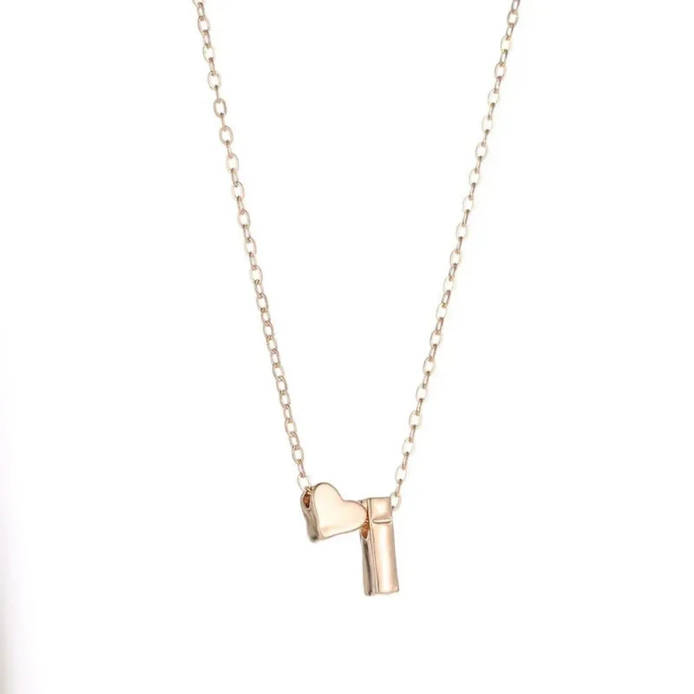 Tiny Heart Dainty Initial Gold Necklace