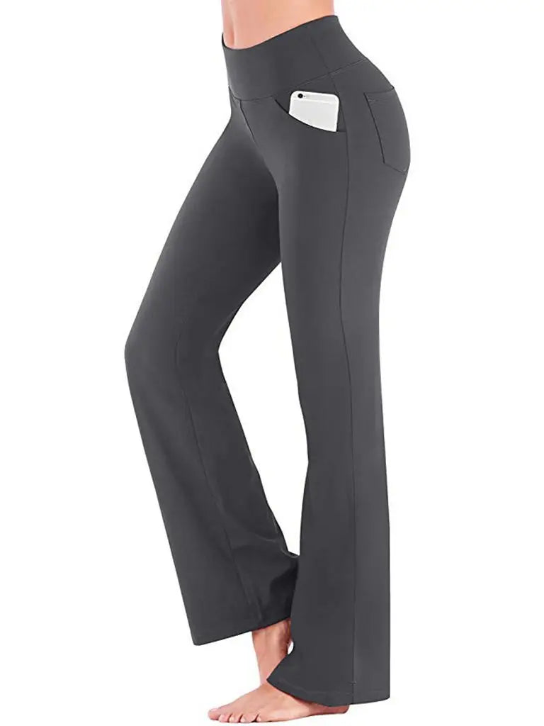 Ogilvy Mather Solid Elegant Female  Flared Wide Killer High Waist Career Long Trousers