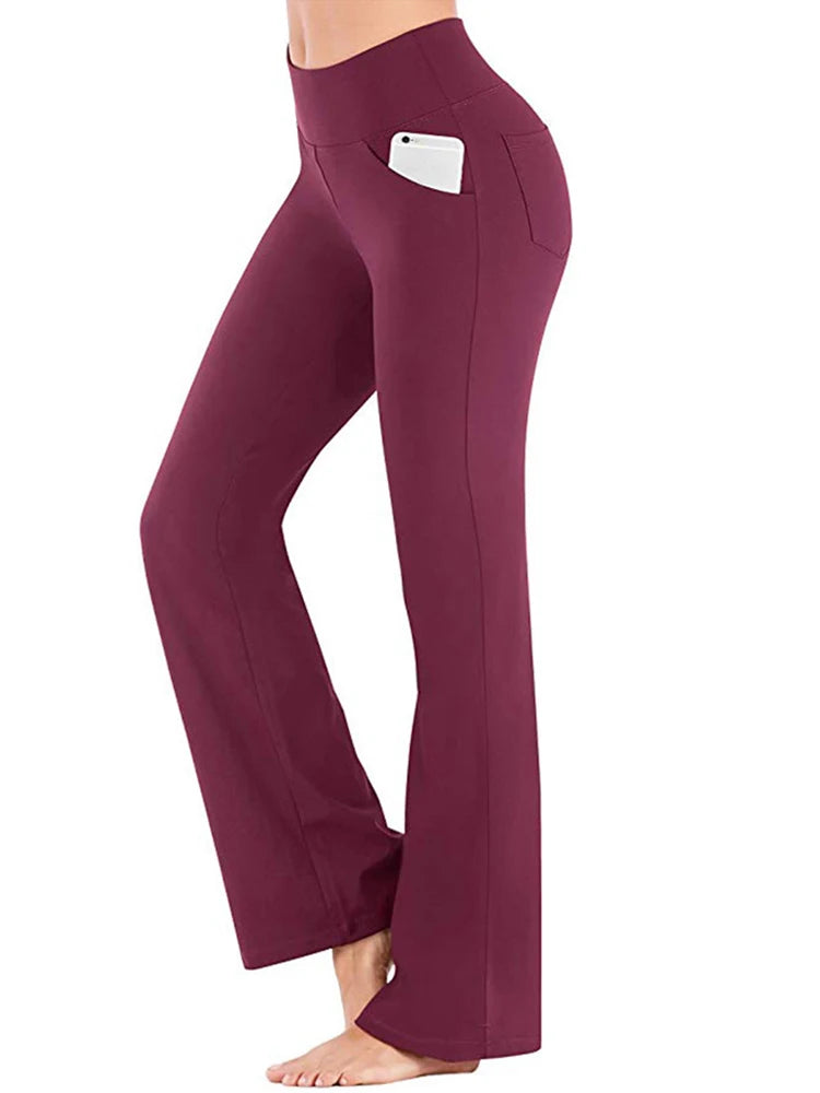 Ogilvy Mather Solid Elegant Female  Flared Wide Killer High Waist Career Long Trousers