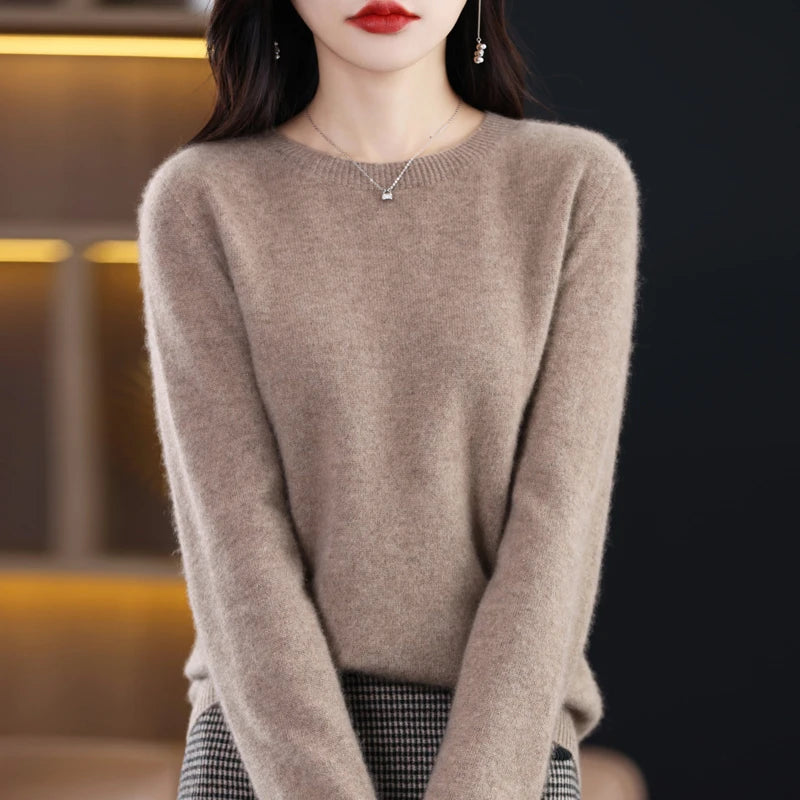 Wool Cashmere Sweater Women's O-Neck