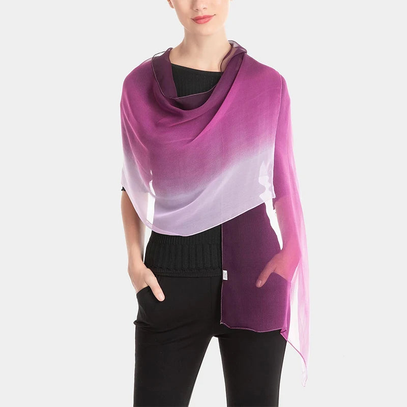 Luxury Elegant  Chiffon Gradient Scarf Shawl