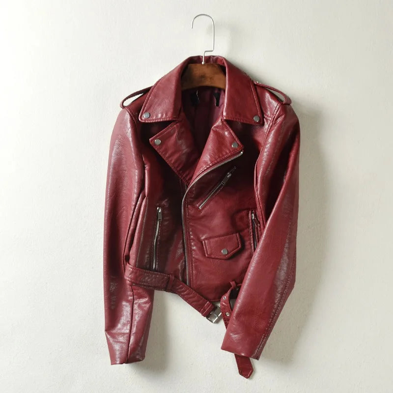 Women Punk Leather Blazer Zipper Motorycle Jacket Outwear overcoat jacket women  jacket women