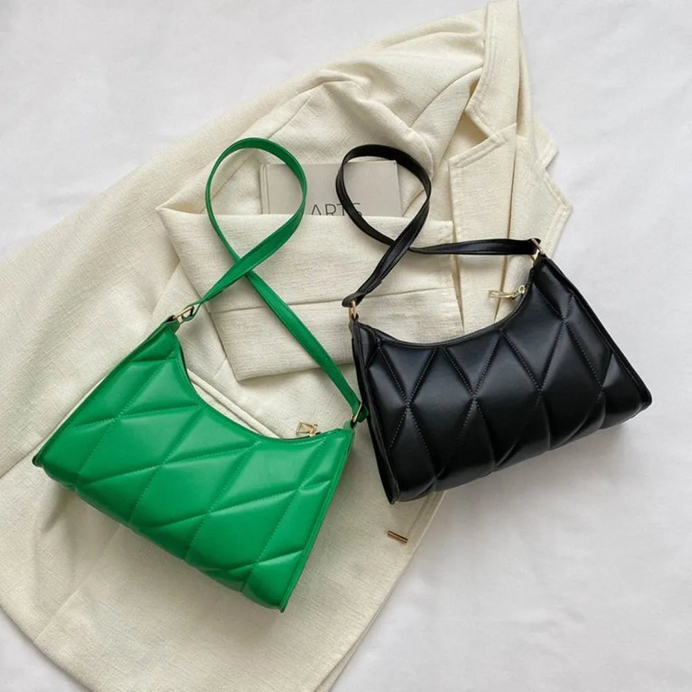 Black PU Leather Shoulder Bag – Retro Solid Color Casual Hobo Handbag