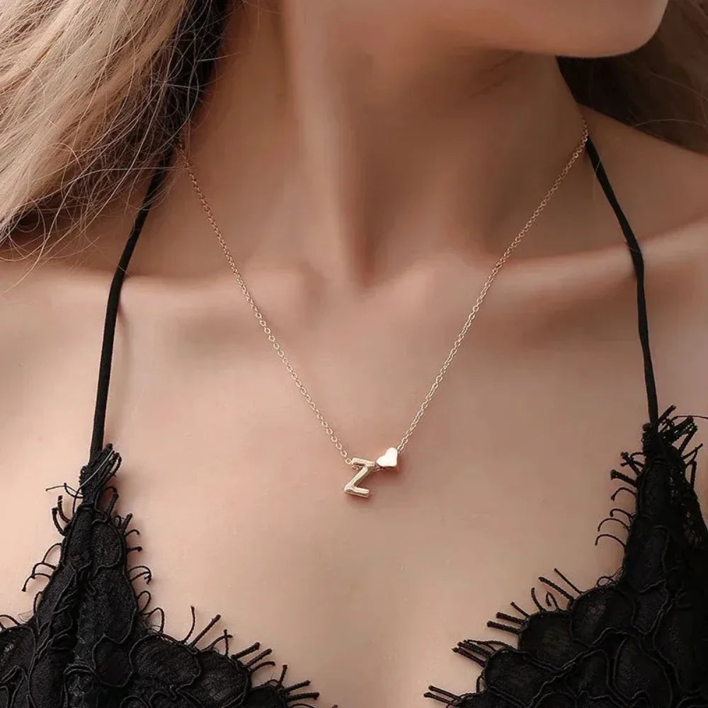 Tiny Heart Dainty Initial Gold Necklace