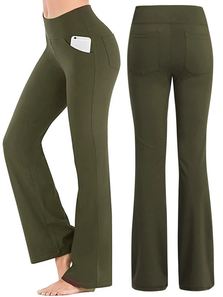 Ogilvy Mather Solid Elegant Female  Flared Wide Killer High Waist Career Long Trousers