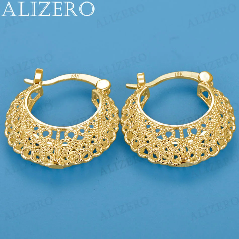 ALIZERO 18K Gold Hollow Flower Earrings – Elegant Ear Clip Accessories for Women