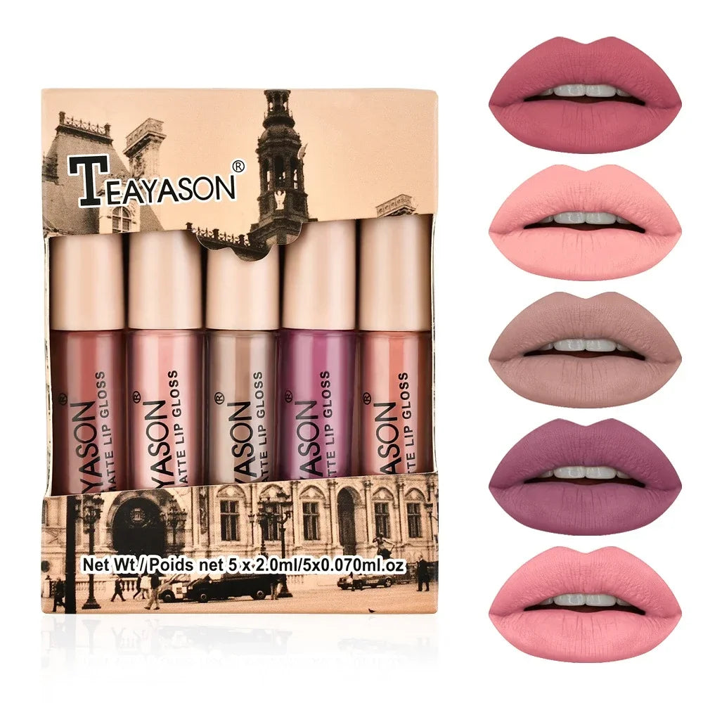 5Pcs/Set Waterproof Lipstick Sexy Vampire Lip Stick Matte Velvet Lipsticks Lips Makeup Cosmetics Labiales Matte