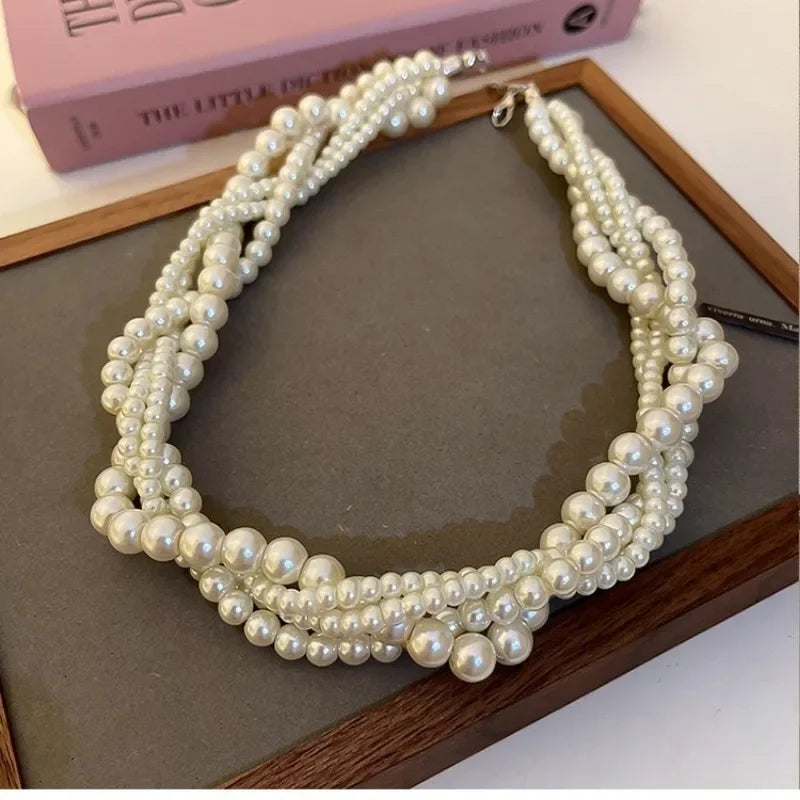 Multi-layered Bohemian Style Imitation Pearl Necklace